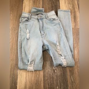 Fashion Nova light wash distressed skinny jeans-9/10